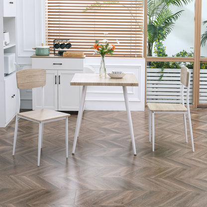 HOMCOM مجموعة مكونة من 3 قطع مكونة من 2 حجرة Esszimmergruppe mit Metallgestell Sitzgruppe für Esszimmer, Küche Nautr+Weiß
