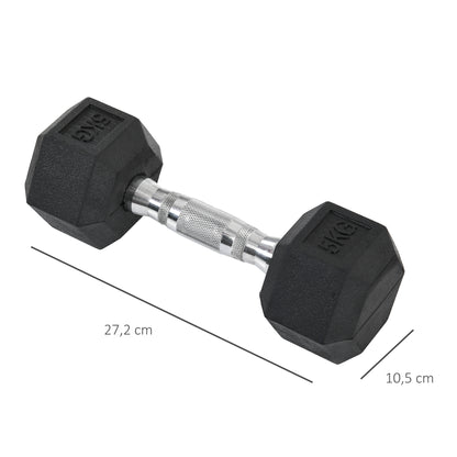 HOMCOM Hexagon Hanteln, 2er Set Hanteln mit gerändeltem Griff, Kurzhantelset aus Gusseisen, 2 x 5 kg, Kurzhanteln für Männer Frauen, Zuhause, Fitnessstudio, Krafttraining