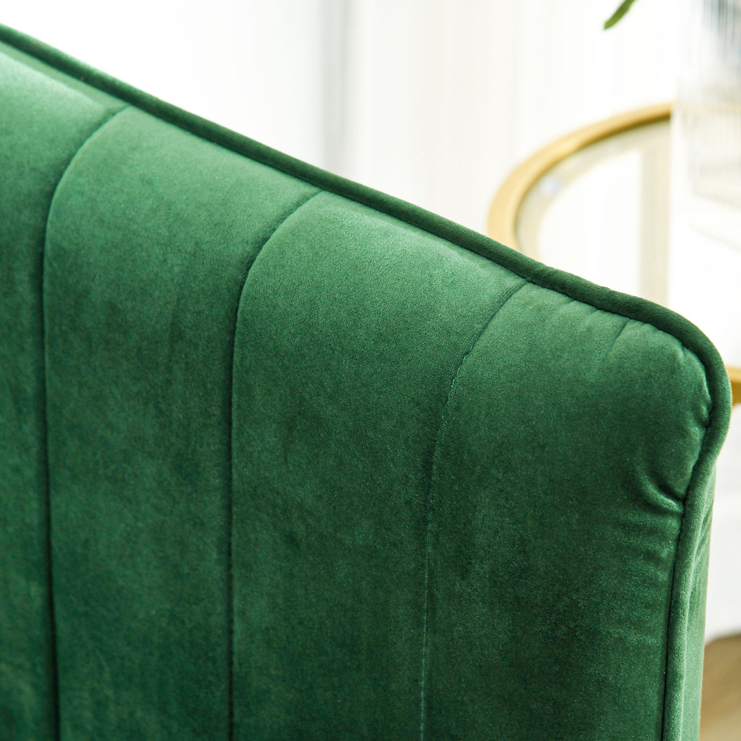 HOMCOM Sofa 3-Sitzer-Sofa Couch, inkl. 2 Kissen, Samtoptik, Retro-Design, abnehmbarer Bezug, 195 cm x 88 cm x 76 cm Grün