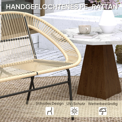 Outsunny 2-Sitzer Gartenbank Polyrattan، Wetterfest Sitzbank im Rattanflecht-Design، UV-Beständig 260kg belast Khaki
