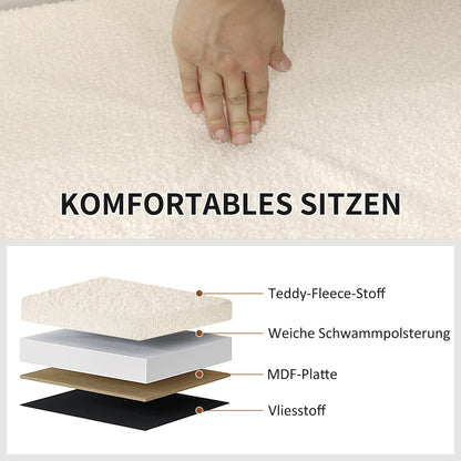 HOMCOM Aufbewahrungshocker, Polsterbank mit Stauraum und Deckel für Wohnzimmer, Schlafzimmer, Flur, Cremeweiß