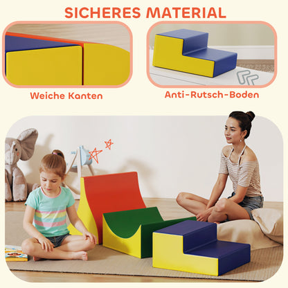 AIYAPLAY 3-teiliges Kletter- und Krabbelset für Kleinkinder, Kunstleder, Schaumstoff, Gelb