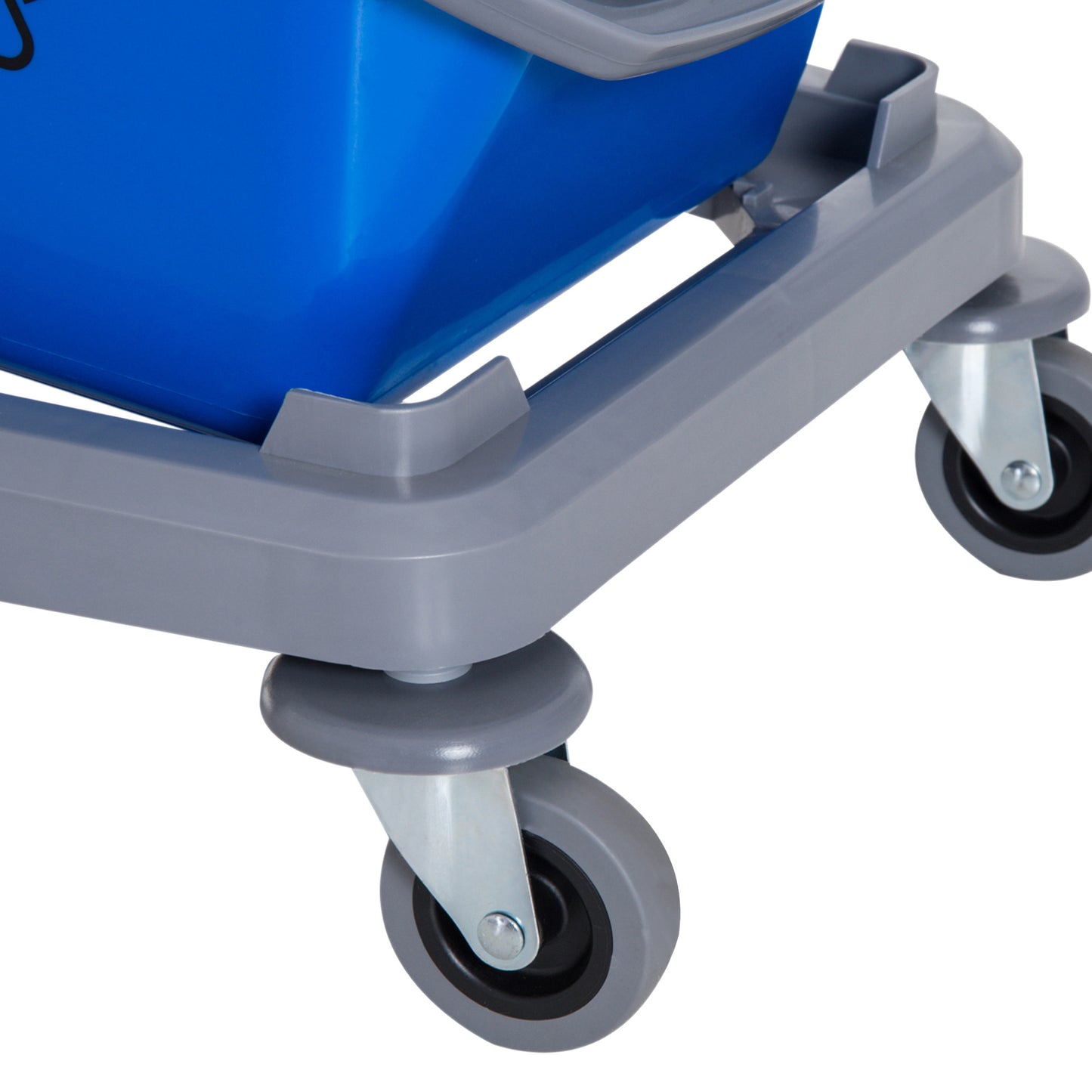 HOMCOM Putzwagen Reinigungswagen Wischwagen mit 2 Eimern Systemwagen mit 4 leichtgängigen Rollen Metall+PP Blau+Rot 73 × 45 × 92 cm