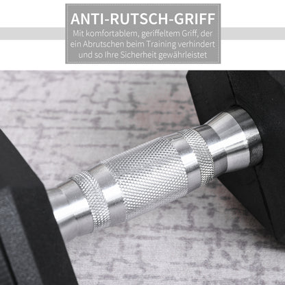 HOMCOM Kurzhantel، 17,5 كجم Hantel، Hantel، Gewicht، Anti-Rutsch-Griff، Schwarz + Silber