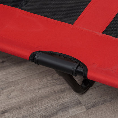 PawHut Hundebett, faltbar, Outdoor-Hundebett, erhöhter Stand, 122 cm x 92 cm x 23 cm, Rot + Schwarz