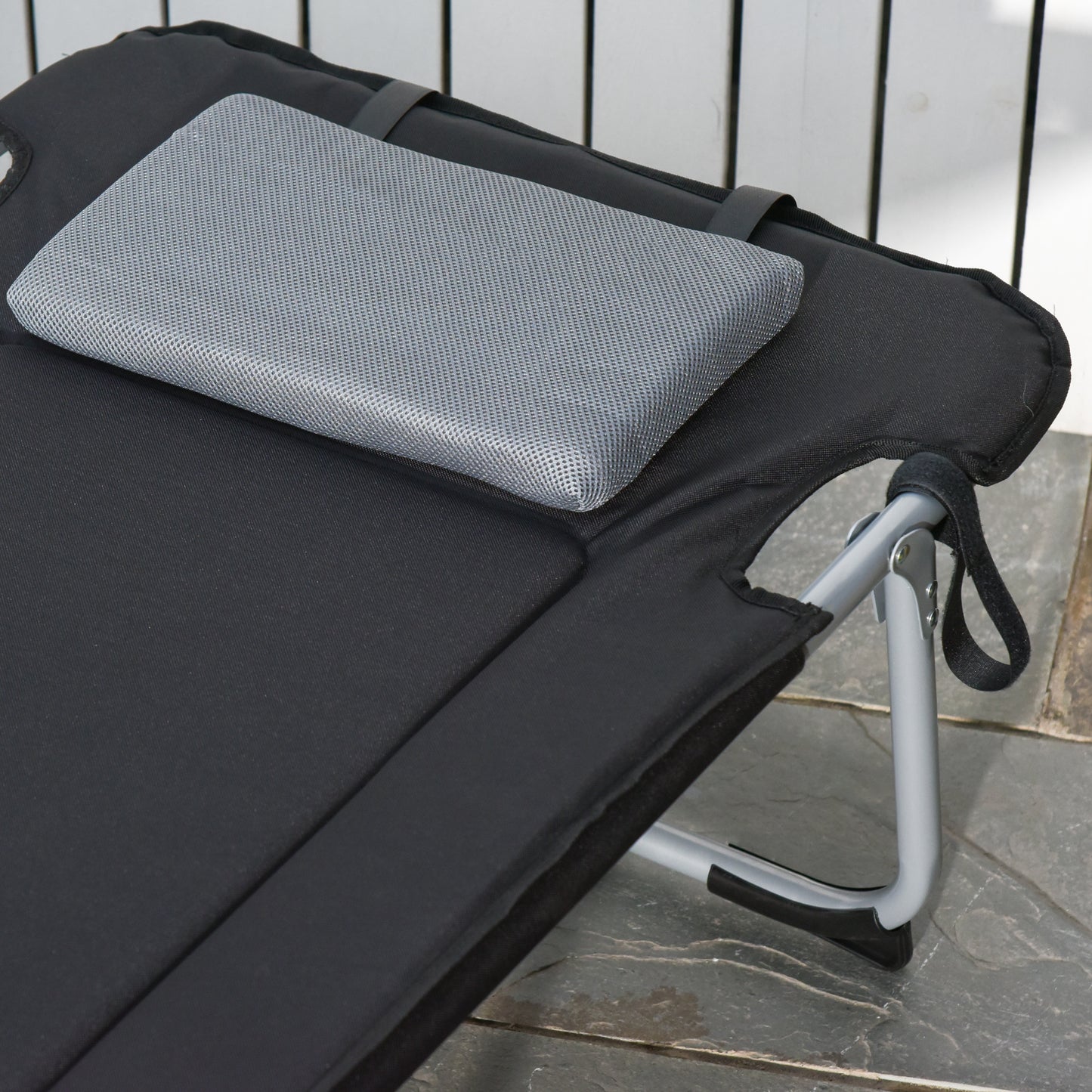 Outsunny Campingbett Feldbett Klappbett mit Kissen Campingliege für Outdoor Camping Reisen 183 x 66 x 33 cm