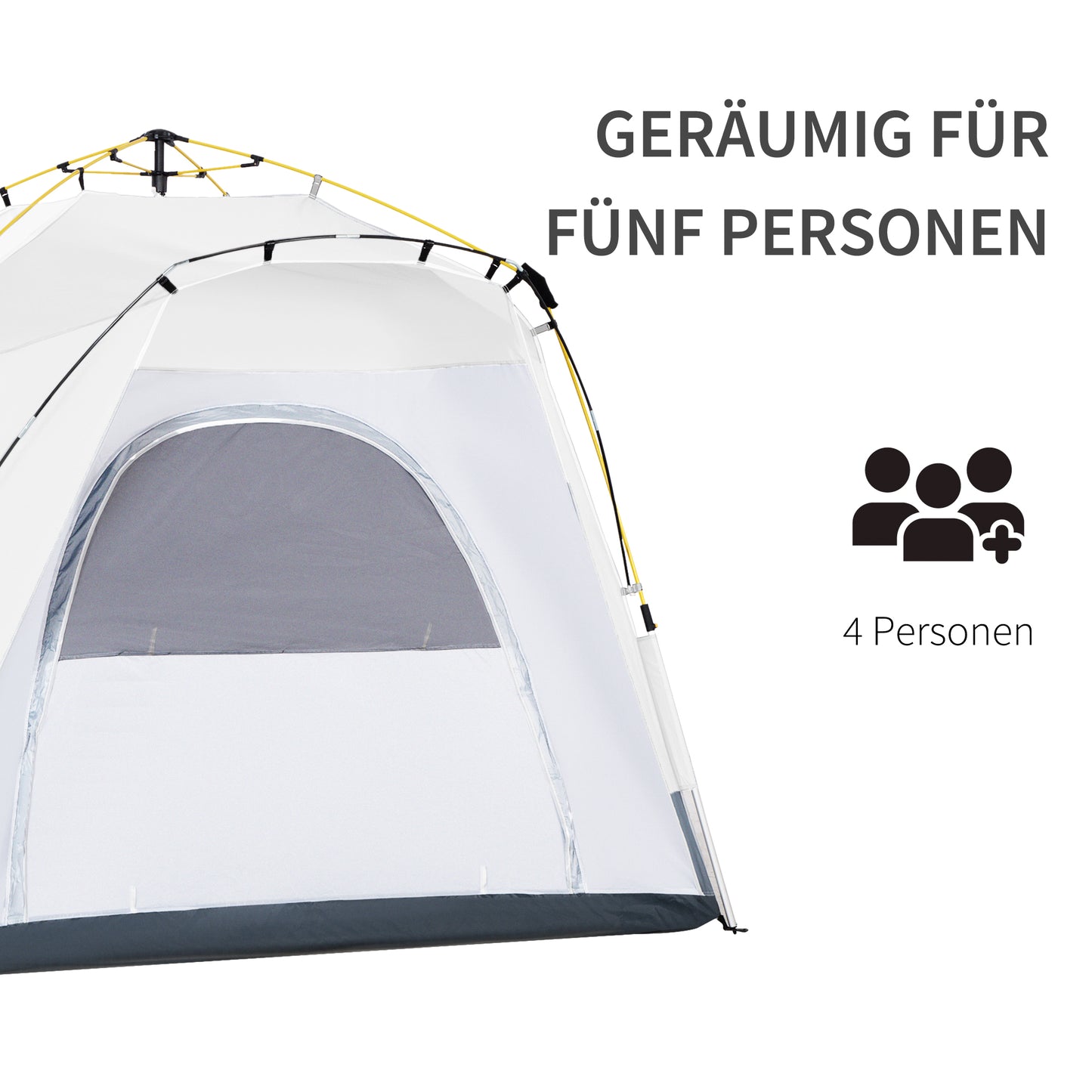 Outsunny Pop Up Kuppelzelt für 4 Personen leicht, stabil wasserdicht UV 50+ mit Haken Tür Fenster, Bodenplane