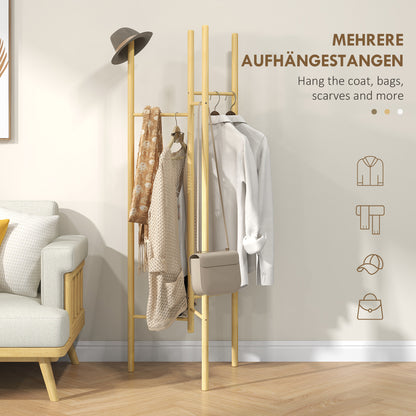 HOMCOM Kleiderständer، platzsparend، 5 كجم من القماش، 62x52,5x160 سم، طبيعي
