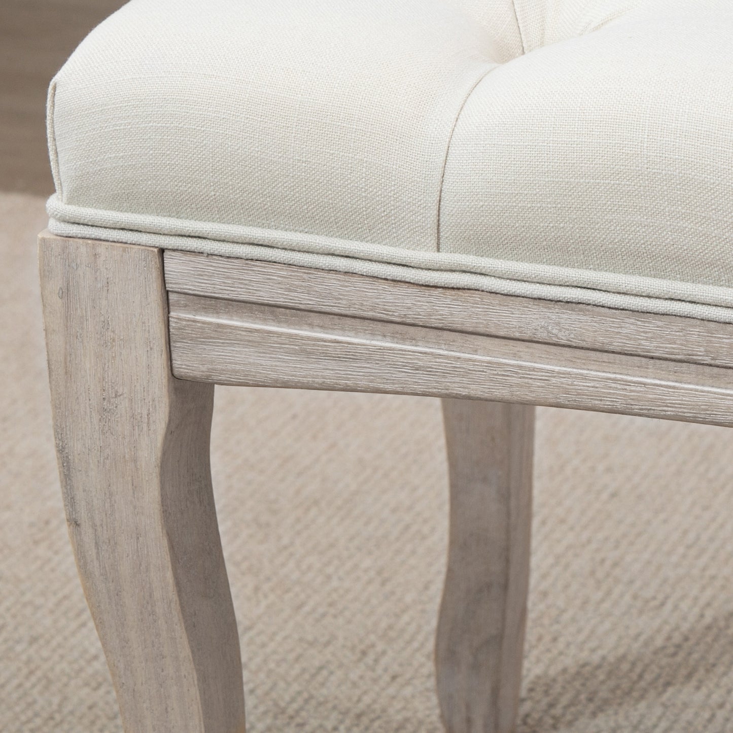 HOMCOM Sitzbank Polsterbank mit Leinen-Bezug Bettbank mit Holzrahmen, Schuhbank für Schlafzimmer, Wohnzimmer, Flur 110 x 40 x 48 cm Beige