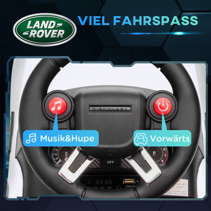 AIYAPLAY Elektro Kinderauto 6V, Land Rover, Fahr-/Schiebemodus, Scheinwerfer, Musik, Weiß