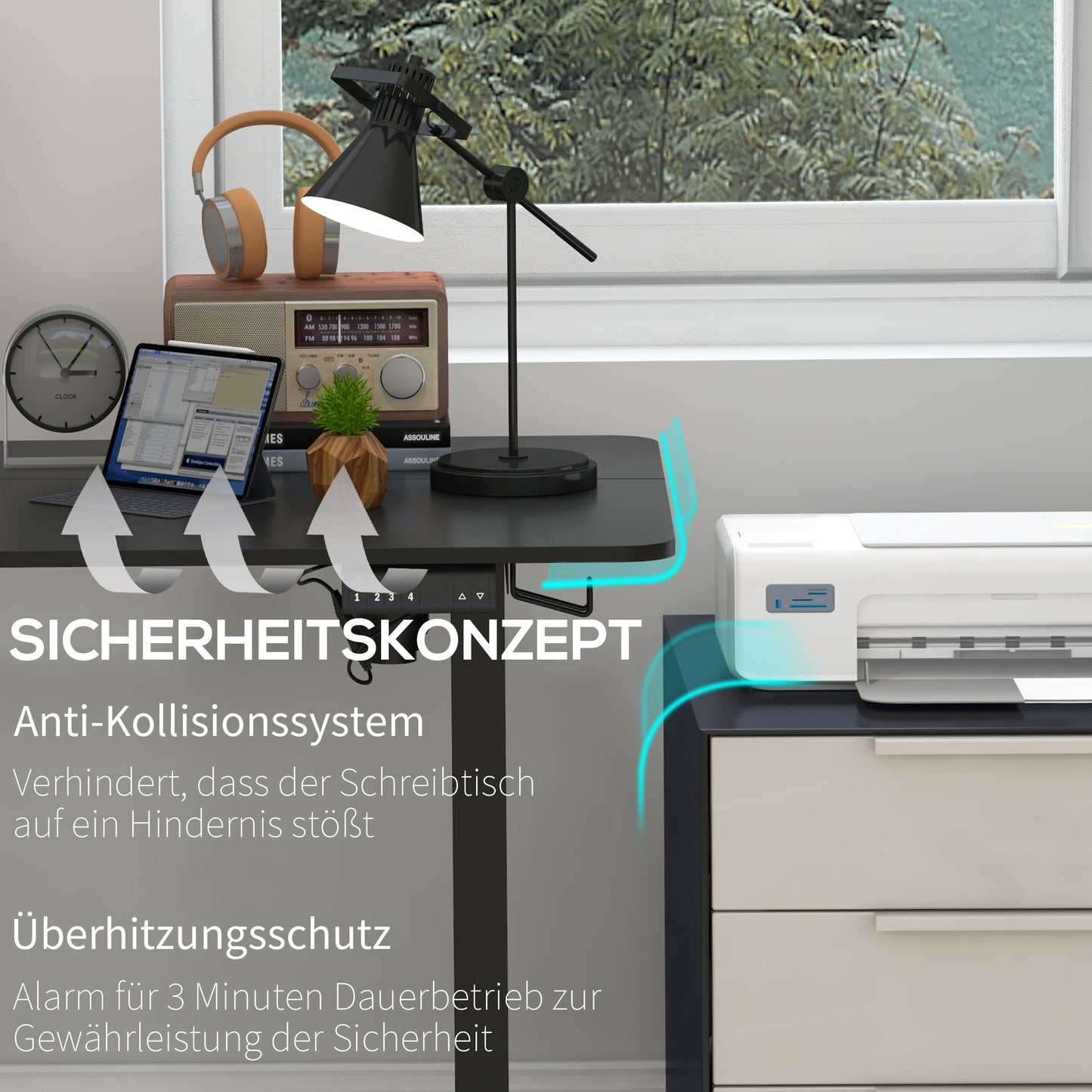 Vinsetto Stehpult höhenverstellbarer Computertisch Schreibtisch, 140 cm x 70 cm x 116 cm, Schwarz