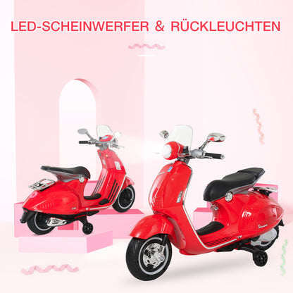 HOMCOM Elektro Kindermotorrad Elektromotorrad mit MP3, Musik, Scheinwerfer, Vor- und Rückwärtsgang, Kinder Elektro Motorrad für 3-6 Jahre Kinder, Rot