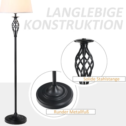 HOMCOM 3er-Lampenset 2 Tischlampe(ø38 x 158H cm) + 1 Stehlampe(ø30 x 62H cm) Vintage Standlampe mit Fußschalter Leselampe für Wohnzimmer, Schlafzimmer Metall, Schwarz+Weiß