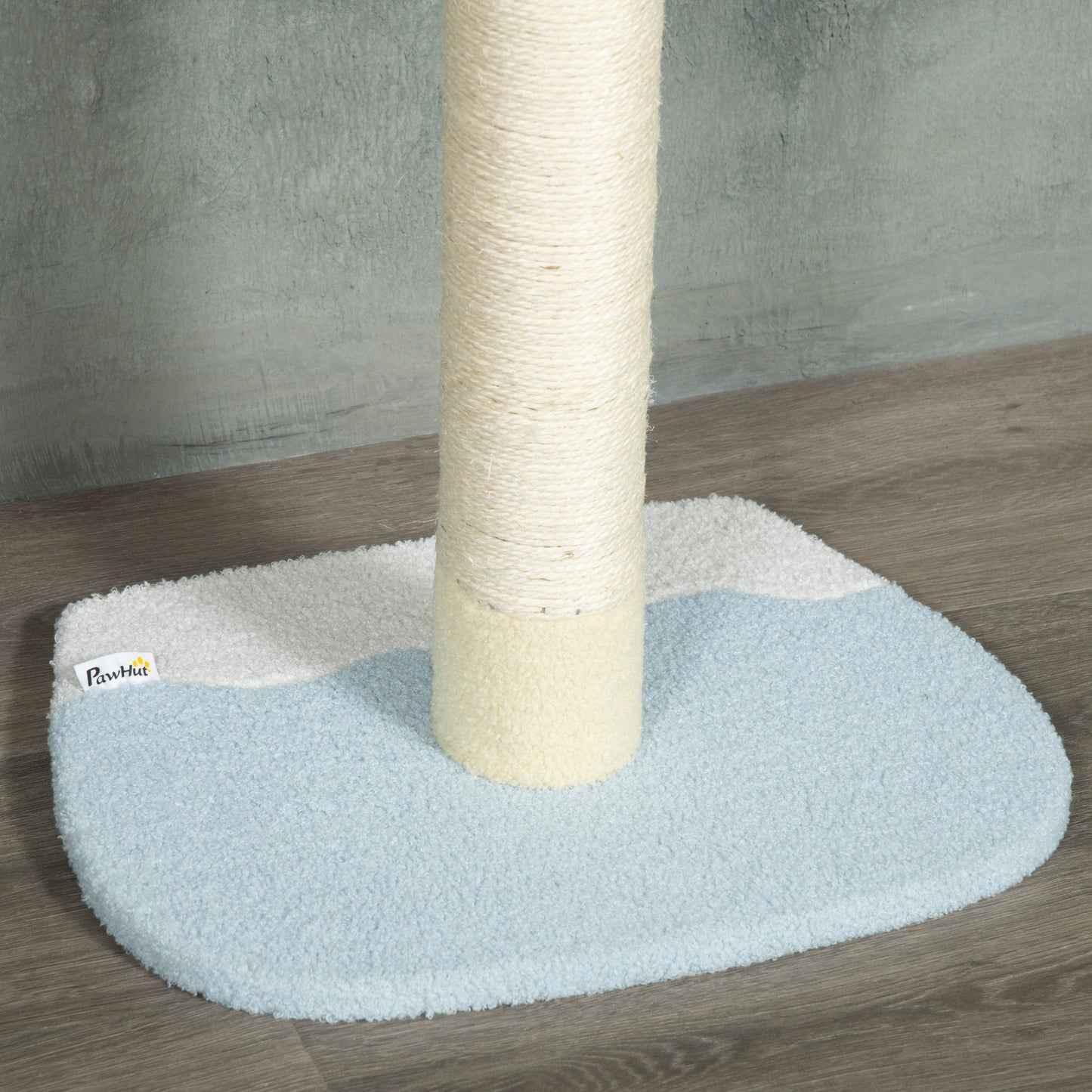 PawHut Höhenverstellbarer Kratzbaum, Anti-Rutsch, Sisalseil-Pfosten, 220-260H x 47L x 34W cm, Gelb/Weiß/Blau
