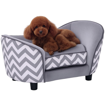 PawHut Haustiersofa Hundecouch Hundesofa Hundebett Hundematte Katze Kissen gepolstert Holz Schaumstoff Grau 68,5 x 40,5 x 40,5 cm