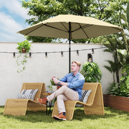 Outsunny 2,3 m Sonnenschirm ohne Basis, Verstellbarer Terrassenschirm mit Kurbel, Polyester, Aluminium, Fiberglas, Beige