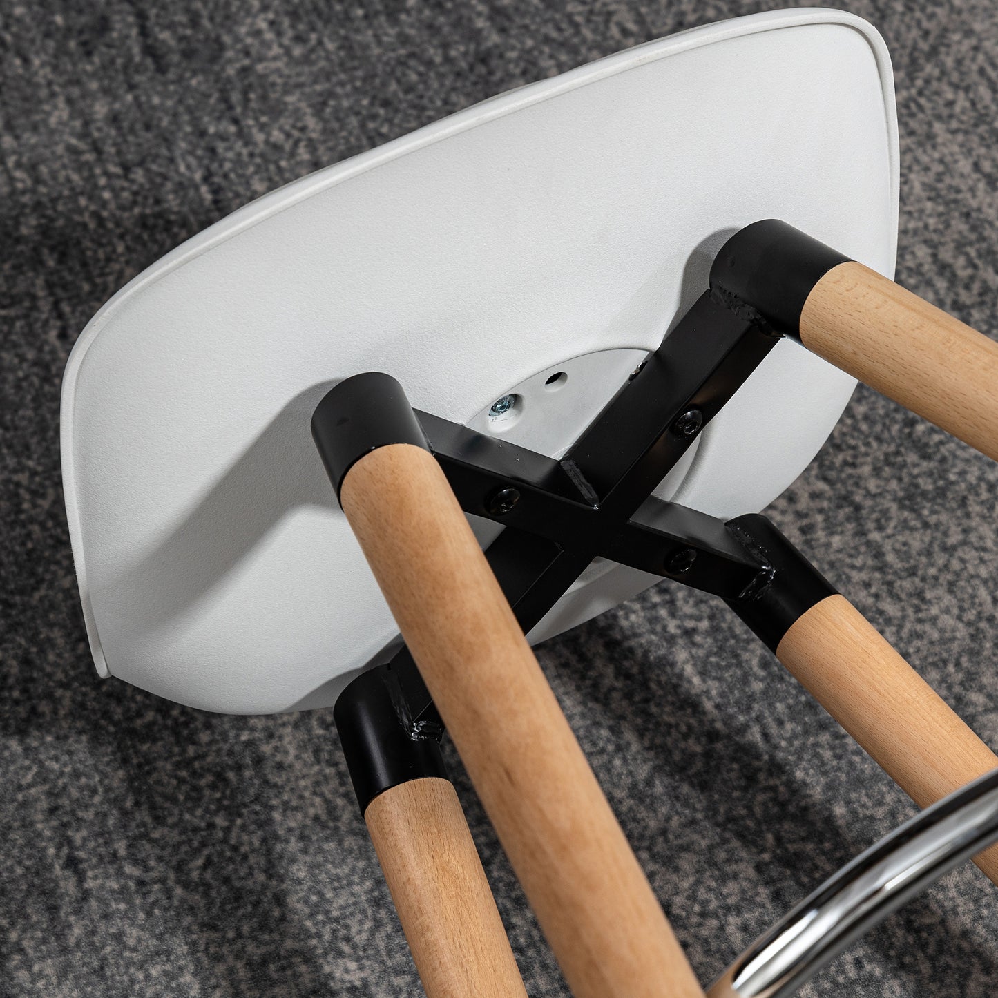 HOMCOM 2er-Set Barhocker Barstühle Skandi-Design، Fußtstütze، 38,5 سم × 42,5 سم × 91 سم، Natur + Weiß