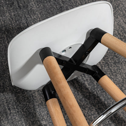 HOMCOM 2er-Set Barhocker Barstühle Skandi-Design، Fußtstütze، 38,5 سم × 42,5 سم × 91 سم، Natur + Weiß