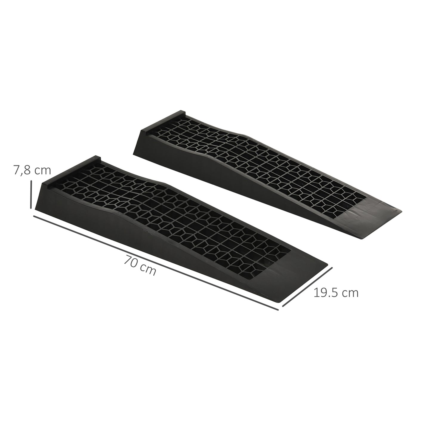 HOMCOM 2-teiliges Auffahrrampen-Set, Schwellenrampe, Bordsteinrampe, Gummirampen, 3 Tonnen Tragkraft, Kunststoff, Schwarz