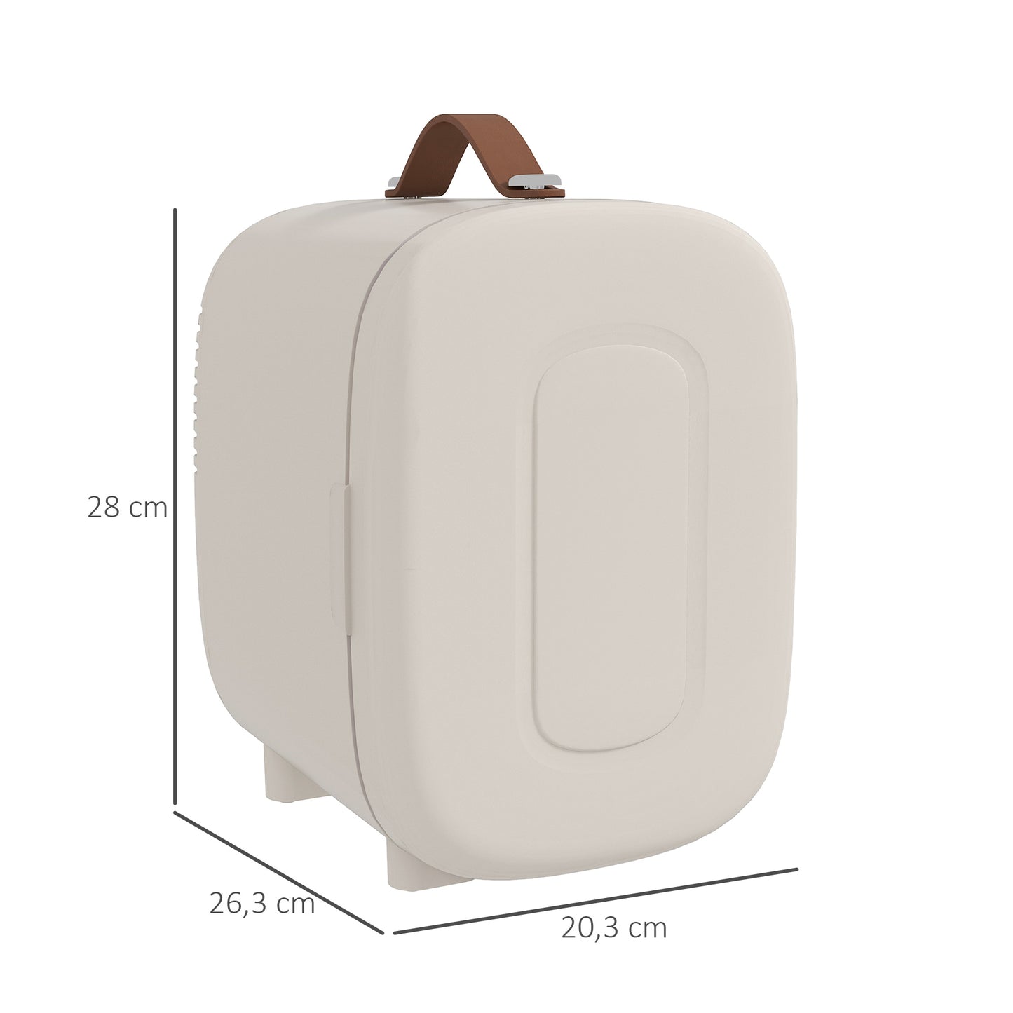 HOMCOM Mini Kühlschrank Kühlschrank Beauty Fridge, 4 L Fassungsvermögen, 20,3 x 26,3 x 28 cm, Cremeweiß