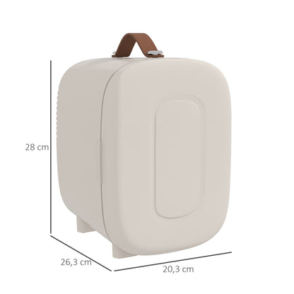 HOMCOM Mini Kühlschrank Kühlschrank Beauty Fridge, 4 L Fassungsvermögen, 20,3 x 26,3 x 28 cm, Cremeweiß