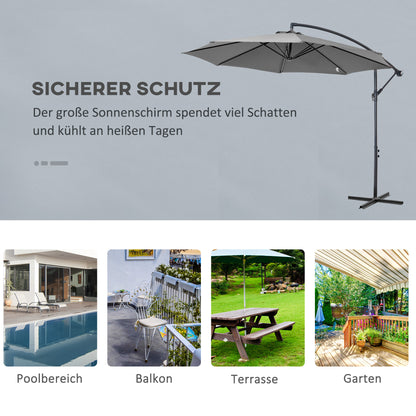 Outsunny Sonnenschirm mit Handkurbel Wetterbeständig 2,95 m x 2,95 m x 2,45 m Polyester Stahl Schwarz
