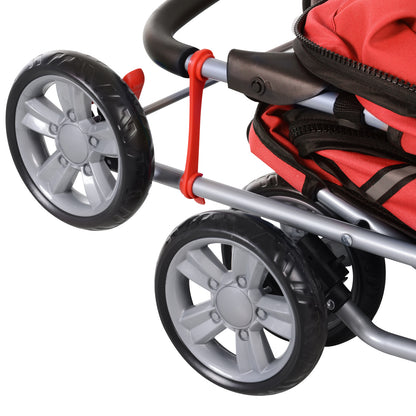 PawHut Hundewagen Hundetrolley bis 10 kg Klappbar mit Becherhalter Sonnendach Rot