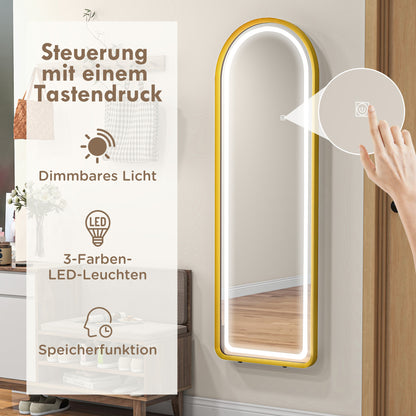 HOMCOM Standspiegel Wandspiegel Ganzkörperspiegel inklusive Wandbefestifung, 151,5 x 50 x 4 cm, Gold