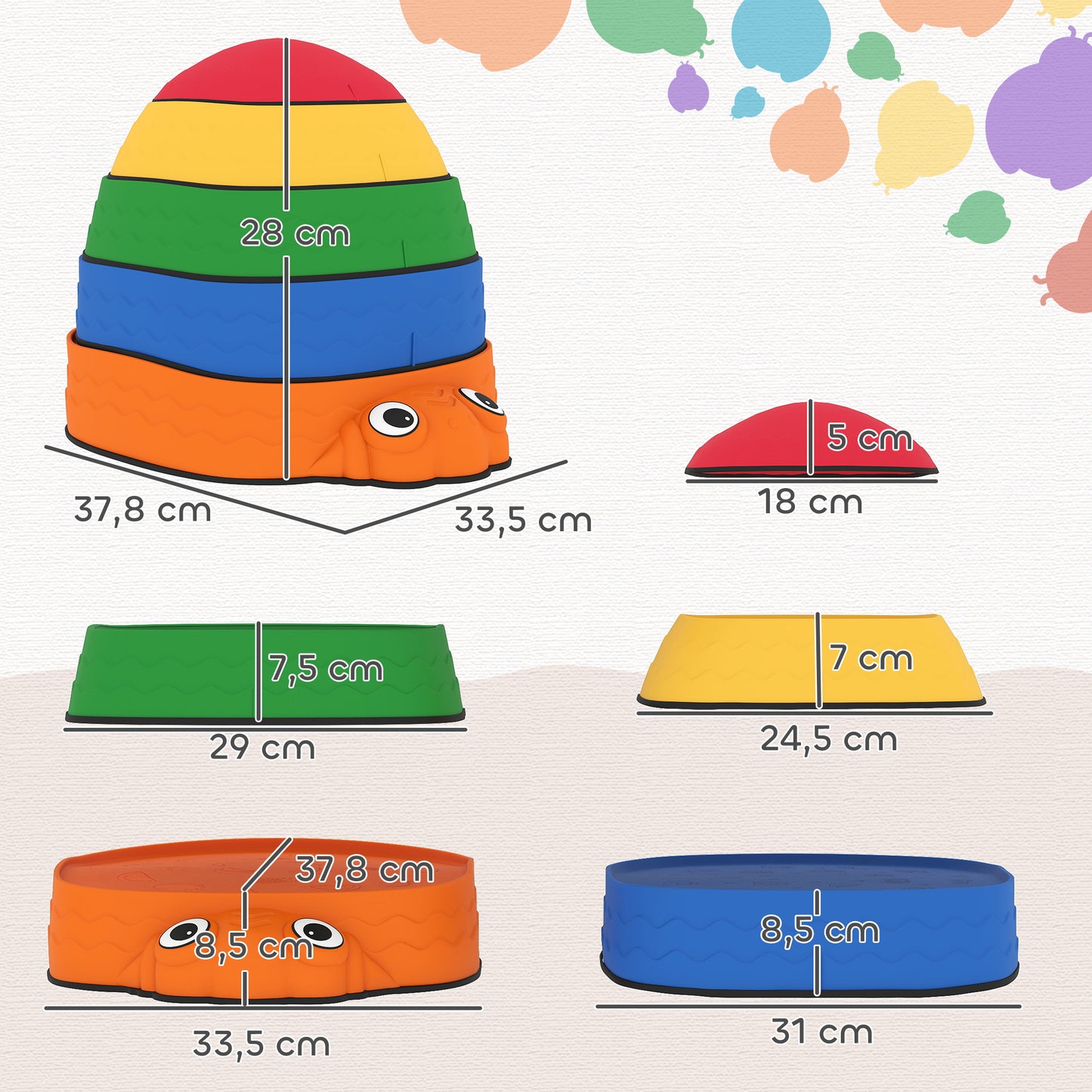 AIYAPLAY Balanciersteine für Kinder 5 Stück Rutschfest stapelbar 2-8 Jahren für Drinnen Draußen