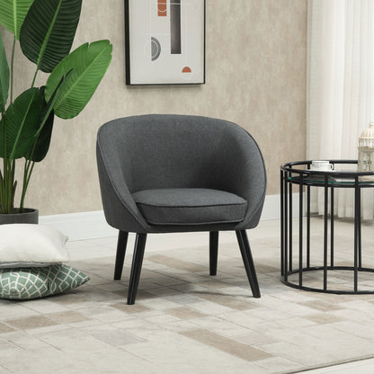 HOMCOM Loungesessel Cocktailsessel bis 150 كجم، Leinen-Optik Holz Grau 71 × 65 × 75 سم