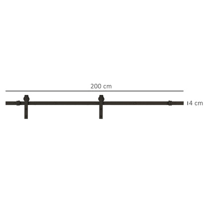 HOMCOM Gleitschienen-Bausatz für Schiebetüren, max. 100 kg Belastbarkeit, Metall, Schwarz, 2 m, Schwarz