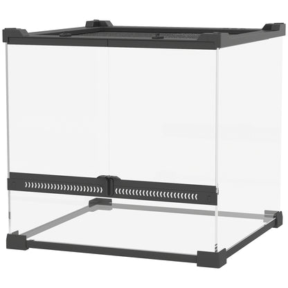 PawHut Glas-Terrarium für Reptilien, erhöhter & wasserdichter Boden, Knopfschloss