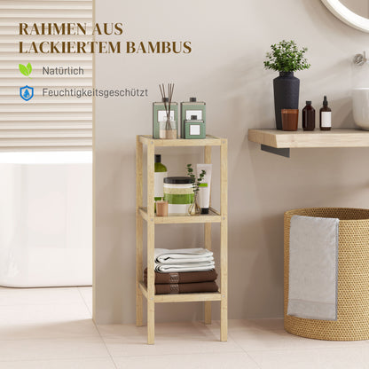 HOMCOM Badezimmerregal, 3 Etagen, feuchtigkeitsbeständig, Bambus, 33 x 31 x 78 cm
