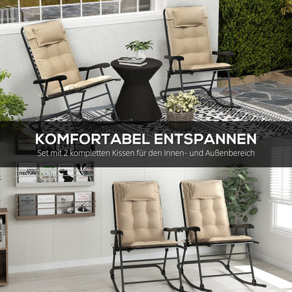 Outsunny 2er Set Auflage für Sonnenliege Wasserabweisend Liegenauflage für Gartenliege Polsterauflage 50x116x5 cm, Beige
