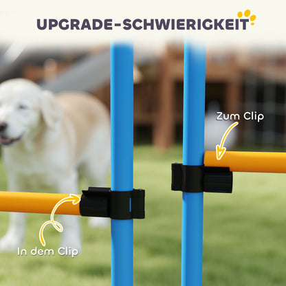 PawHut Agility Set Hunde 7-teilig Agility-Ausrüstung für Hundetraining Steckhürdenset für Spiele Training