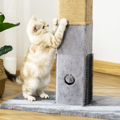 PawHut Kratzbaum für Katzen, Kratzsäule, 79 cm Katzenbaum mit Juteseil, inklusive Spielzeug, Plüsch, Grau