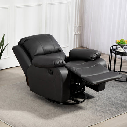 HOMCOM Relaxsessel, verstellbare Lehne & Fußstütze, drehbar, bis 150 kg, Stahlrahmen, 93x100x98cm, Schwarz
