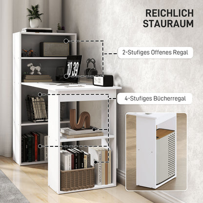 HOMCOM Schreibtisch Bürotisch Computertisch, 2 Regale, 5 Regalböden, 120 cm x 55 cm x 120 cm, Weiß