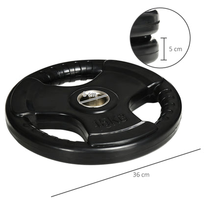 SPORTNOW Hantelscheibe, 2er-Set, 15 kg pro Scheibe, drei Griffe, bodenschonender Gummimantel, Metall