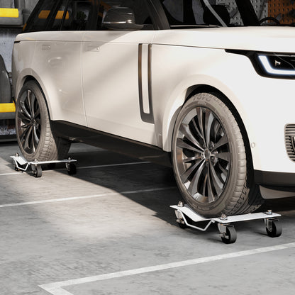 DURHAND Rangierheber 2 Stücke Rangierhilfe Reifenwechsel Wagenheber mit 4 Rollen für Auto PKW Grau 40,5L x 30B x 13,5H cm