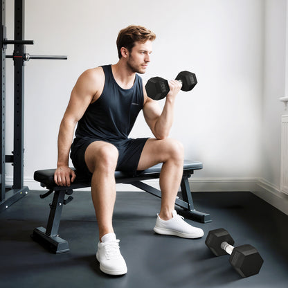 HOMCOM Hexagon Hanteln, 2er Set Hanteln mit gerändeltem Griff, Kurzhantelset aus Gusseisen, 2 x 6 kg, Kurzhanteln für Männer Frauen, Zuhause, Fitnessstudio, Krafttraining