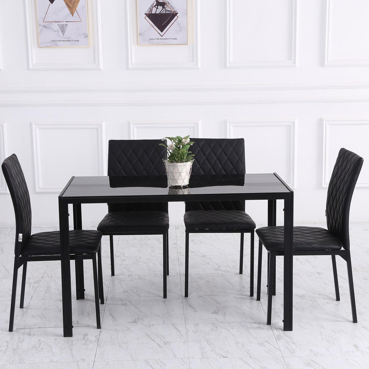 HOMCOM HOCMOM 4er-Set Stühle Esszimmerstühle Küchenstühle 41 cm x 50 cm x 91 cm, Schwarz