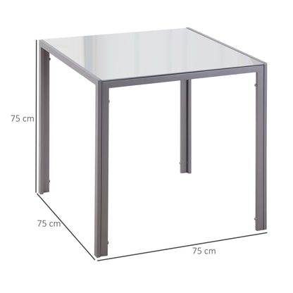 HOMCOM Esstisch Küchentisch Glastisch Quadratischer Tisch, Glasplatte, kompaktes Design, Grau