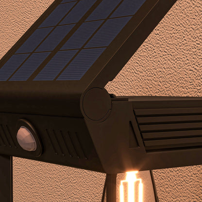 Outsunny Garten-Solarlicht Außenleuchte Solarlampe, wetterbeständig, Bewegungssensor, 14 cm x 24 cm x 24 cm, Schwarz