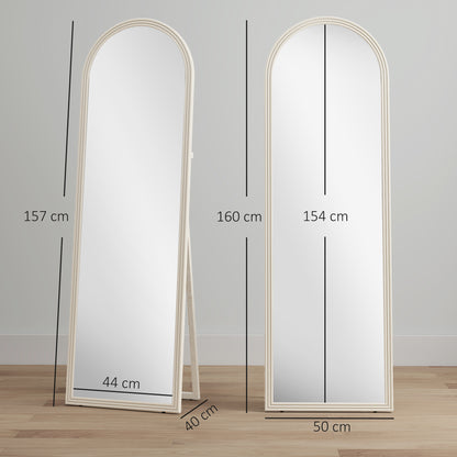 HOMCOM Ganzkörperspiegel, 50 x 160 cm, freistehend, Wandmontage, Bogenrahmen, Weiß