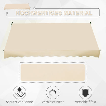 Outsunny Klemmmarkise mit Handkurbel höhenverstellbar Gelenkarmmarkise schmutzabweisend, witterungsbeständig Balkonmarkise 150cm breit Terrassenmarkise für Terrasse Balkon Veranda Beige