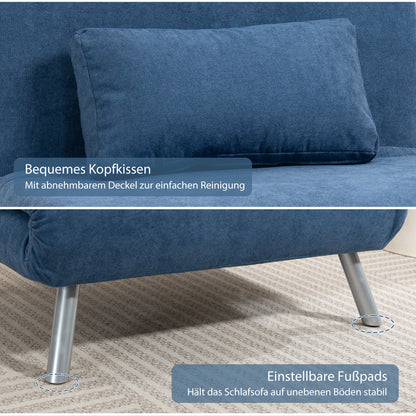 HOMCOM Polstersessel mit Bettfunktion، 3-in-1 Design، Schlafsessel، Gästebett، Stoffbezug، mit Kissen، Blau