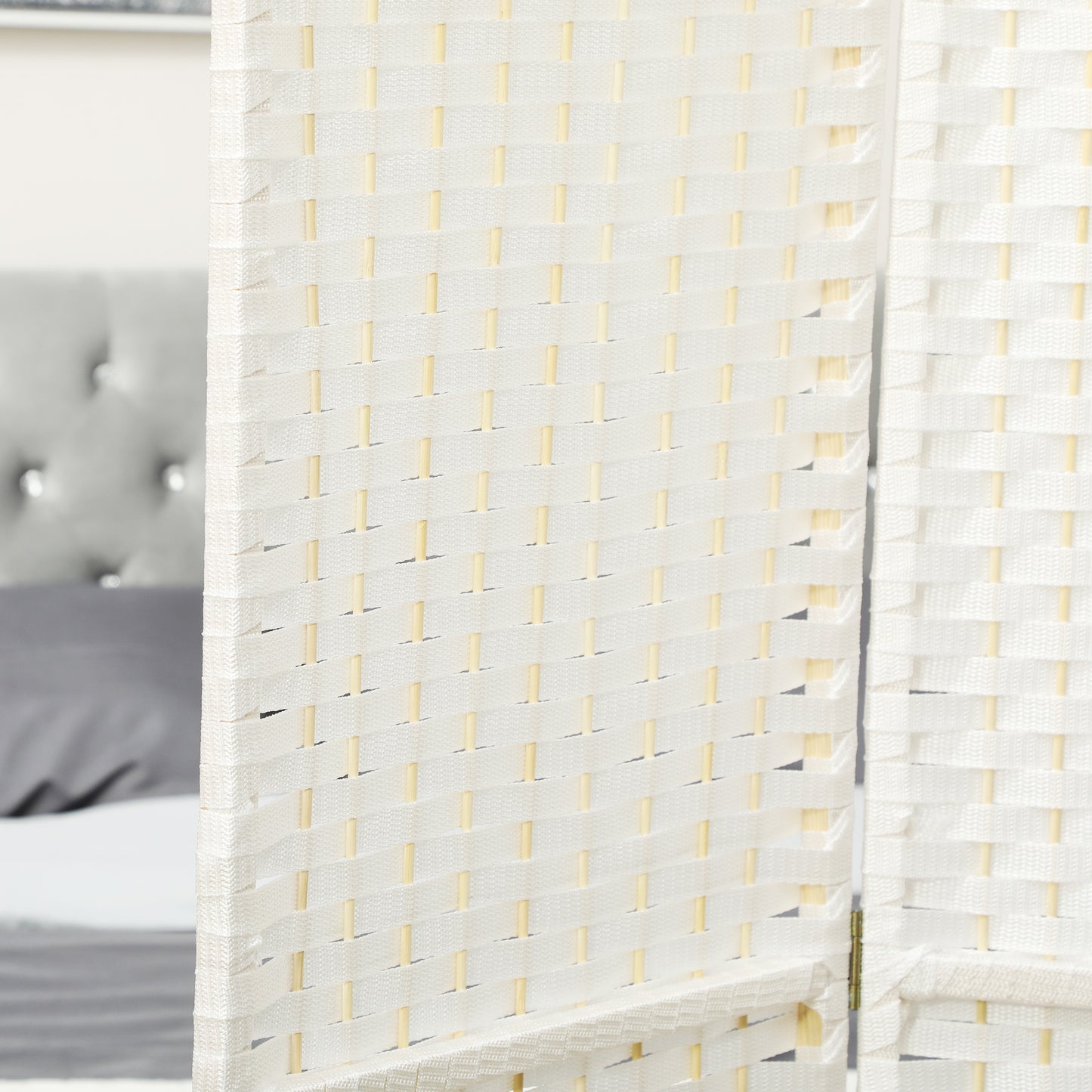 HOMCOM 4-teiliger Raumtrenner, Faltbarer Sichtschutz, Sichtschutzwand für Wohnzimmer, Schlafzimmer, Homeoffice, Weiß