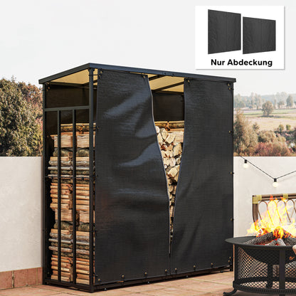 Outsunny Abdeckung für Brennholzregal, 2er-Set, wetterfest & staubdicht, 174x173 & 174x161,5, Schwarz