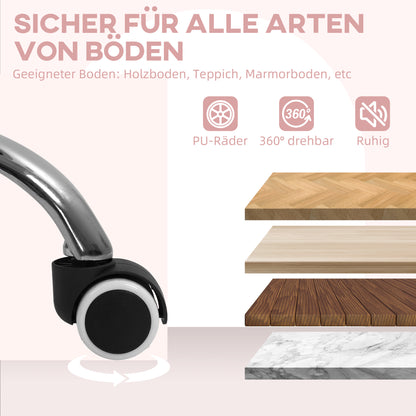 HOMCOM Schreibtischstuhl Höhenverstellbarer Bürostuhl Drehbar Homeoffice Stuhl mit Rücken- und Armlehne Rosa